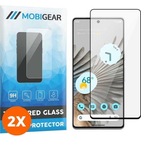 Mobigear Premium - Google Pixel 7 Pro Glazen Screenprotector Fingerprint - Case Friendly - Zwart (2-Pack)