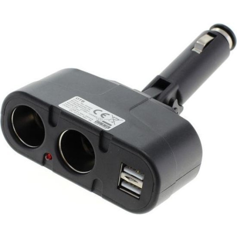 Sigarettenaanstekerplug splitter met 2x 12-24V en 2x USB-A poort / zwart
