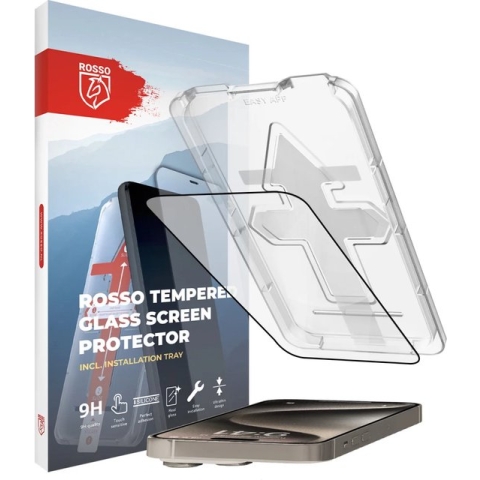 Rosso Apple iPhone 15 Pro Max Screenprotector | Gehard Glas | Beschermglas | Glasplaatje | Case Friendly | Met Installatietray | Eenvoudige montage