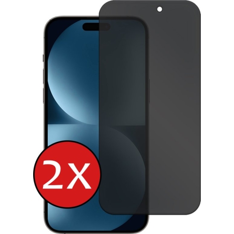 iPhone 15 Pro Screenprotector Privacy Glas Gehard Full Cover - iPhone 15 Pro Screen Protector Privacy Tempered Glass - 2 PACK
