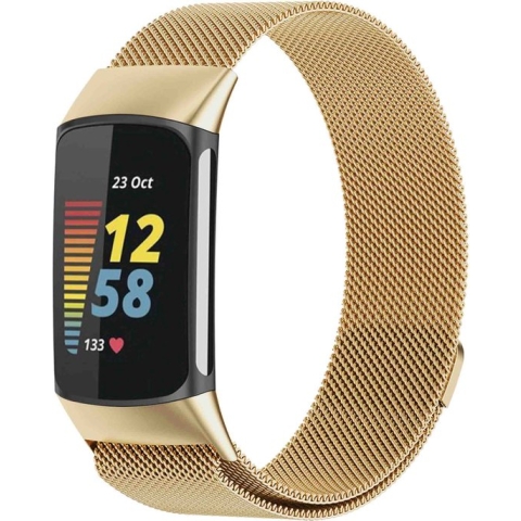 Fitbit Charge 5 Bandje - iMoshion Milanees magnetische band - goud - Maat S