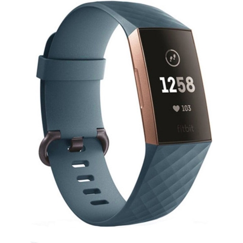 Strap-it Siliconen bandje - geschikt voor Fitbit Charge 3 / Fitbit Charge 4 - grijsblauw - Maat: Maat S