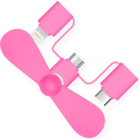 iMoshion 3-in-1 smartphone ventilator Lightning, USB-C & Micro-USB - Roze