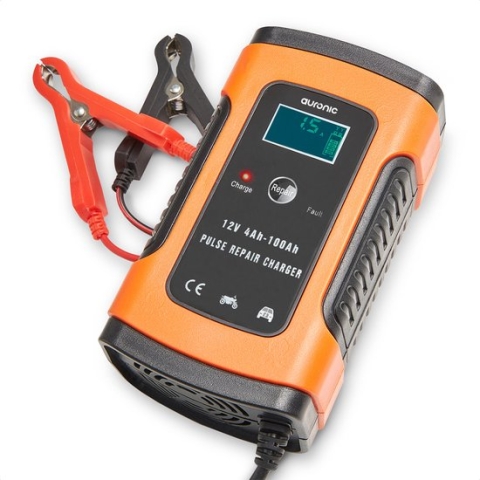 Auronic Acculader - Druppellader - voor Auto en Motor - 12V - tot 100Ah - Oranje