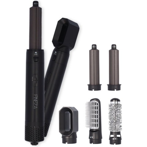 Fineza Airstyler Krultang 5 in 1 Multi Styler - Föhnborstel - Krulborstel - Kort & Lang Haar - Hairwrap - Multistyler - Heteluchtborstel - Hairstyler - Haarstyler - Zwart