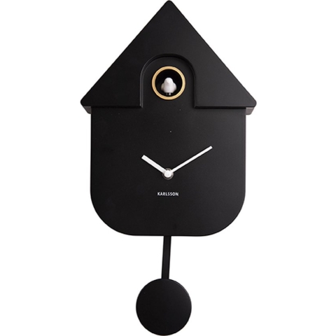 Karlsson Wandklok Modern Cuckoo - Thermoplast - Zwart