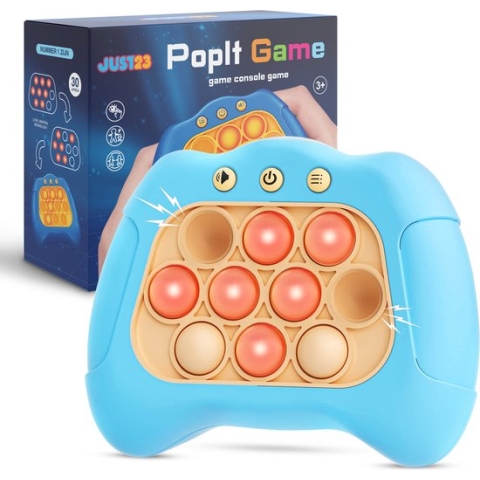 JUST23 Pop It Game - Quick push [Verbeterde Versie] - Blauw - Pop It Controller spel - Pop or Flop - Met 4 Speelmodus - Incl. Batterijen