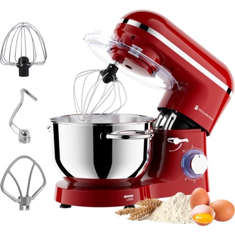 KitchenBrothers Keukenmachine - Keukenrobot - 6L RVS Mengkom - 1400W - Rood