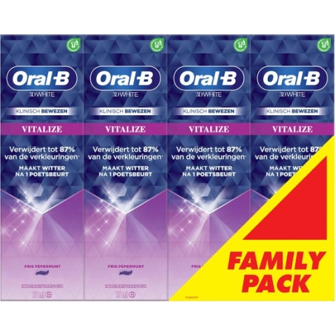 Oral-B Tandpasta 3D White Vitalizing Fresh 4 x 75 ml