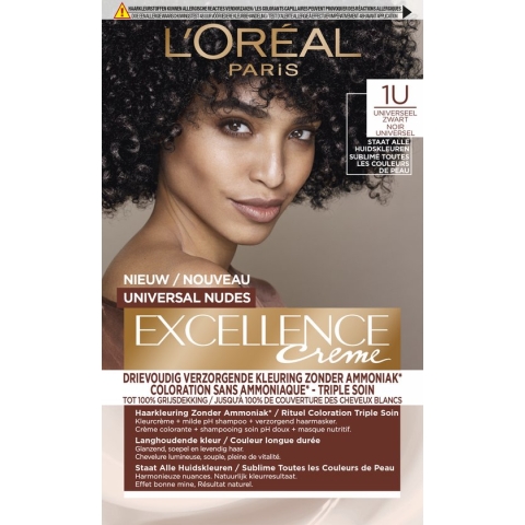 L'Oréal Paris Excellence Universal Nudes 1U - Universeel Zwart - Permanente haarverf
