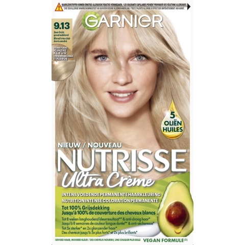 Garnier Nutrisse Ultra Crème 9.13 Zeer Licht Goud Asblond - Voedende Haarverf