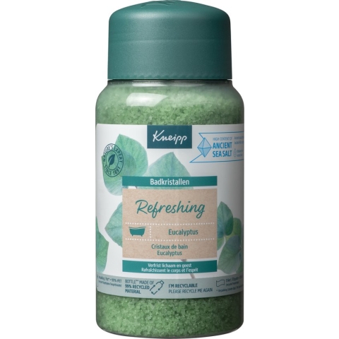 Kneipp Refreshing - Badkristallen - Badzout - Mint Eucalyptus - Verfrissend - Zuiver thermaal zout - Vegan - 1 st - 600 gram