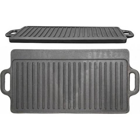 Gietijzeren Grillplaat Dubbelzijdig - 45cm x 23cm - KitchenCraft | Cast Iron