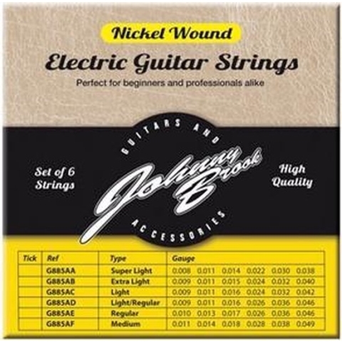Set van 6 Nickel Wound Elektrische Gitaar Snaren - Gauge Super Light
