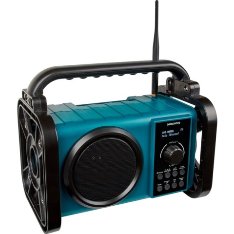 Medion E66877 - Bouwradio - DAB+ - FM - Bluetooth 5.0 - spatwaterdicht (IP44) - Robuuste behuizing - LED-werklamp - 5 W RMS