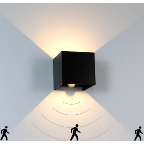 Luminize Buitenlamp met bewegingssensor - 2700K - 10x10x10cm - industrieel - zwart - led - energiezuinig