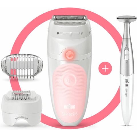Braun Silk-épil 5 5-820 Wit/Roze - Epilator + bikinistyler
