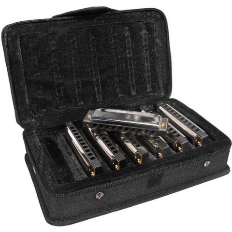 Mondharmonica Blues Harp SET met Koffer HRM-20-7 Belcanto