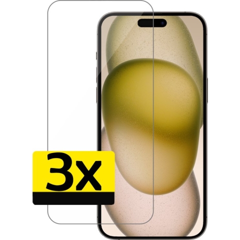 iPhone 15 Screenprotector Bescherm Glas - Screenprotector iPhone 15 Glas Volledig Bedekt - 3 Stuks