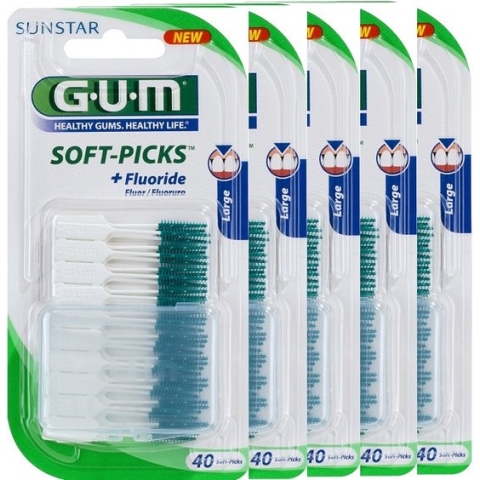 GUM Soft Picks Large - 5 x 40 stuks - Ragers - Voordeelverpakking