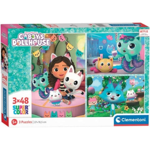 Clementoni Kinderpuzzels - Gabby's Dollhouse 3 Puzzels van 48 Stukjes, Puzzel, 4+ jaar - 25289