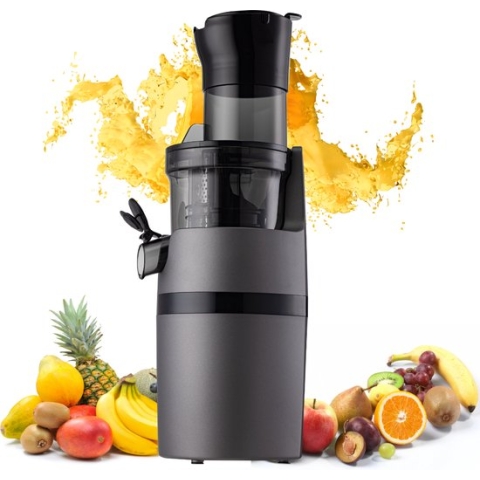 V&M Healthy Slowjuicer XL - 800 ml sapbeker - Brede 78mm invoer - Antraciet