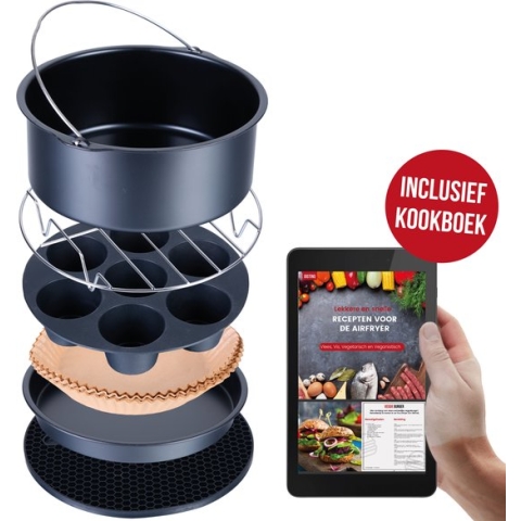 DistinQ Heteluchtfriteuse Airfryer accessoires Set Universeel - Ook geschikt voor Airfryer XL en XXL - ⌀ 20 cm