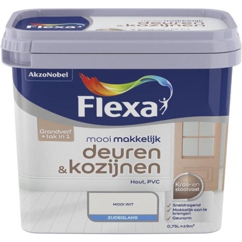 Flexa Mooi Makkelijk - Lak Deuren en Kozijnen - Mooi Wit - 750 ml