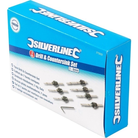Silverline Verzinkboor Set 3 t/m 6 mm - 7 Delig
