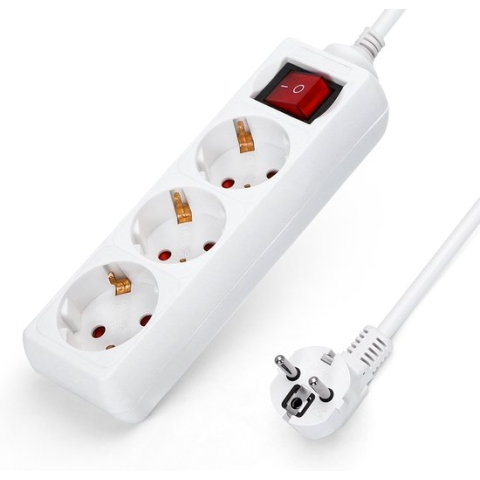 Aigostar 20FGM Stekkerdoos - Met randaarde - Verlengsnoer - Verlengkabel - 3-voudig -1.5 meter - Wit | Nederlands