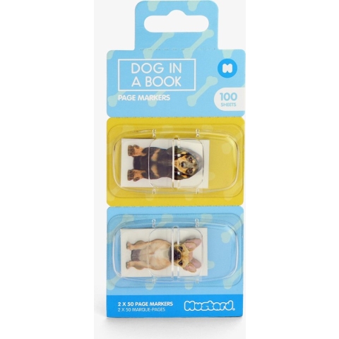 Mustard - Desktop Page Markers Dog in a Book 100 Pieces