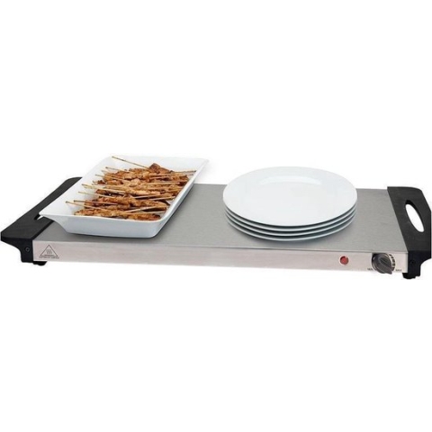 Buffetwarmer SET van 2 - warmhoudplaat RVS 300W 53 x 35 x 10cm