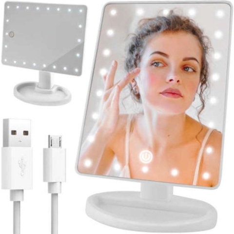 Make Up Spiegel - LED Touch - Dimbaar - 16 Leds - Zwart