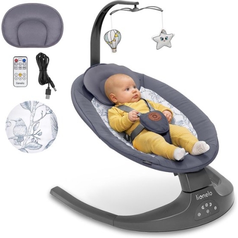 Lionelo Ralf - Babyschommel Premium - 2in1 - 5 automatische schommelsnelheden - 0 tot 9kg