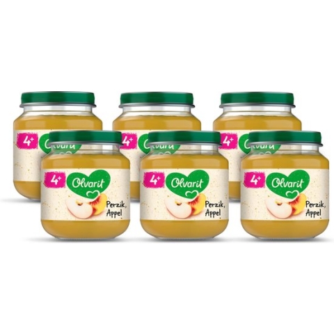 Olvarit Fruithapje 4+ Maanden – Perzik Appel - 6 x 125g