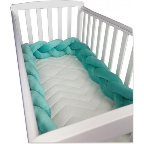 Bedbumper bedomrander  280 cm lang  Gevlochten  Groen