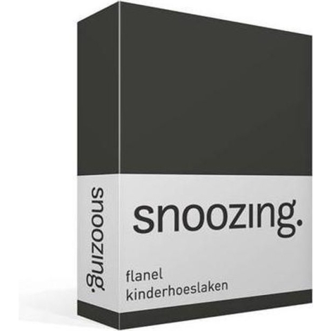 Snoozing - Flanel - Kinderhoeslaken - Wiegje - 40x80 cm - Antraciet