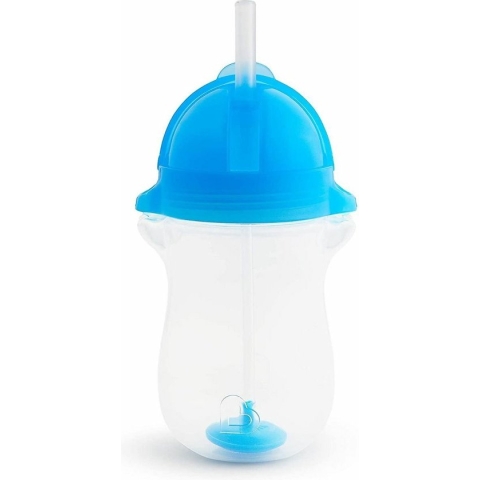 Munchkin 296ml 12m+ Click Lock Tip & Sip Sippy Straw Cup Blauw Anti-lek Beker 012461