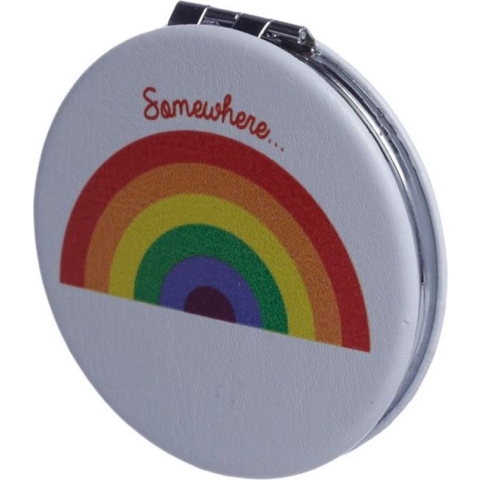 Regenboog Lederlook Make Up Spiegeltje