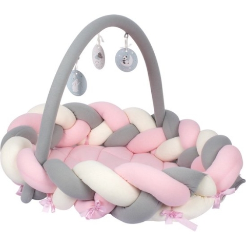 Sevibaby Roze 3-in-1 Braided Bedbumper en Babynest 521-2