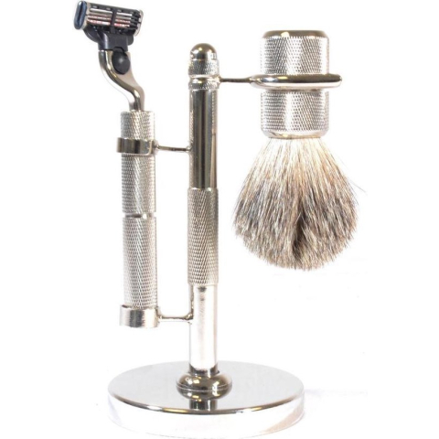 Scheerset scheerkwast synthetisch haar Fusion scheermes Chroom