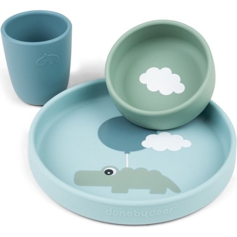 Done By Deer Silicone Eetset | Happy Clouds Blue