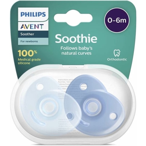 Philips Avent Soothie SCF099/21  - Fopspeen - Blauw - 0-6 maanden - 2 stuks