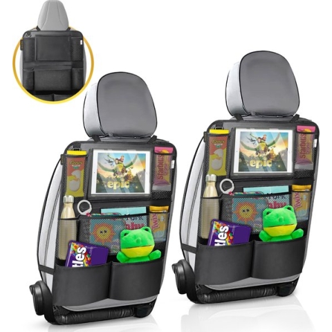 Toivo Set van 2 Luxe Autostoel Organizer - Waterafstotend Oxford Materiaal - Zwart - Tablet Houder - Auto-Organizer