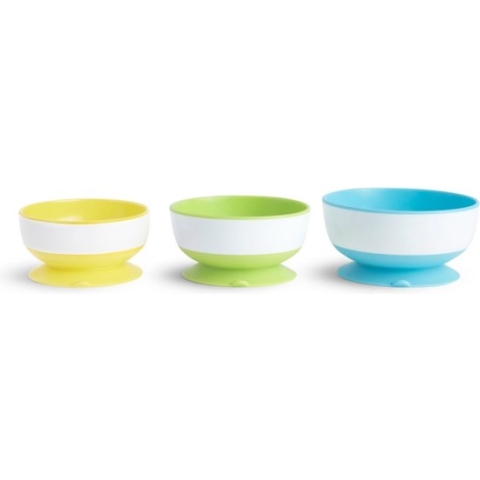 3 stay put suction bowls/ 3 kommetjes met zuignappen geel