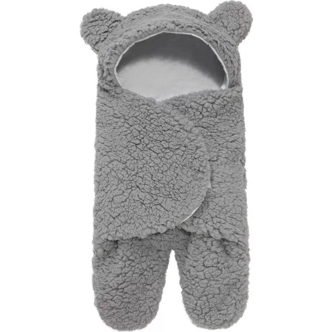 Babyslaapzak Teddy Grijs - Inbakerdoek - Newborn 0-2 maand