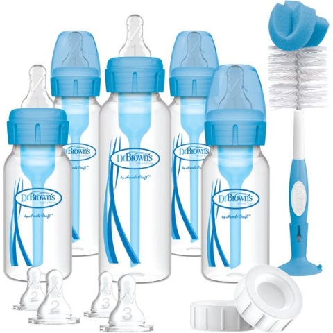 Dr. Brown's Options+ Anti-Colic Starterset - Smalle halsfles - Blauw