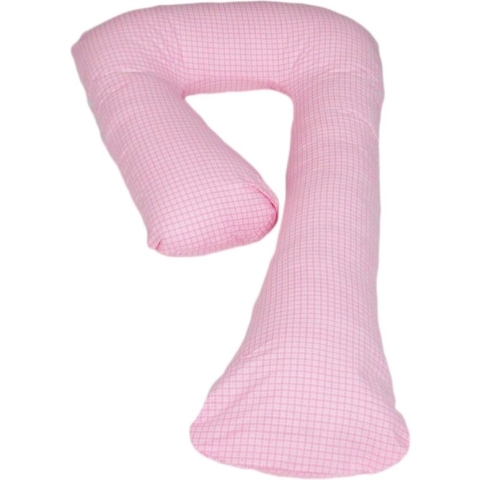 Zijslaapkussen - 235 cm - 100% katoen - roze geruit