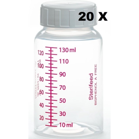 Sterifeed: Moedermelk bewaarfles (herbruikbare kwaliteit)  20 stuks 130 ml (plastic)