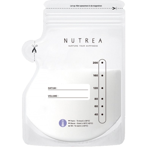 Nutrea – 500 Stuks – Moedermelk Bewaarzakjes met Schenktuit – 200 ml – Borstvoeding Bewaarzakje